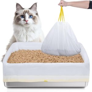 Yoochee 20 Count Litter Box Liners, 41'' × 17.7'' Litter Waste Bag for Pellet Litter Box, Suitable for XL and XXL Stainless Steel Sifting Litter Box