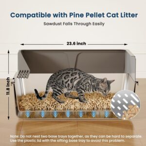 Alternative view of TIUUBT Stainless Steel Sifting Litter Box for Pine Pellets, 23.6" x 15.7" x 11.8" Large Sifting Cat Litter Box with Sifter, High Side for Big Cats, Anti-Leakage, Odor Control, Includes Scooper